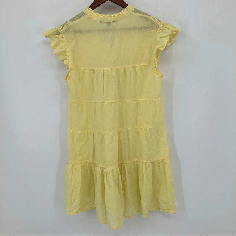 Boston Proper Tiered Shift Dress Lemon Drop XS Babydoll Ruffled Feminine Boho - Picture 7 of 7